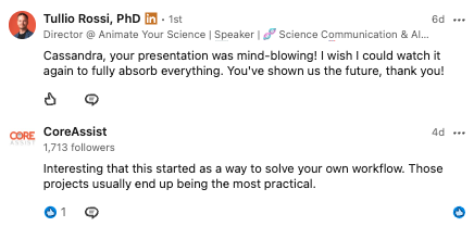 LinkedIn comment from Dr Tullio Rossi